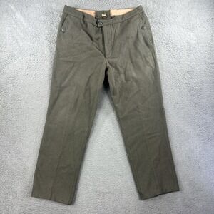 Vintage German Military Pants Mens 34x28 Green Straight Button Fly Wool Military